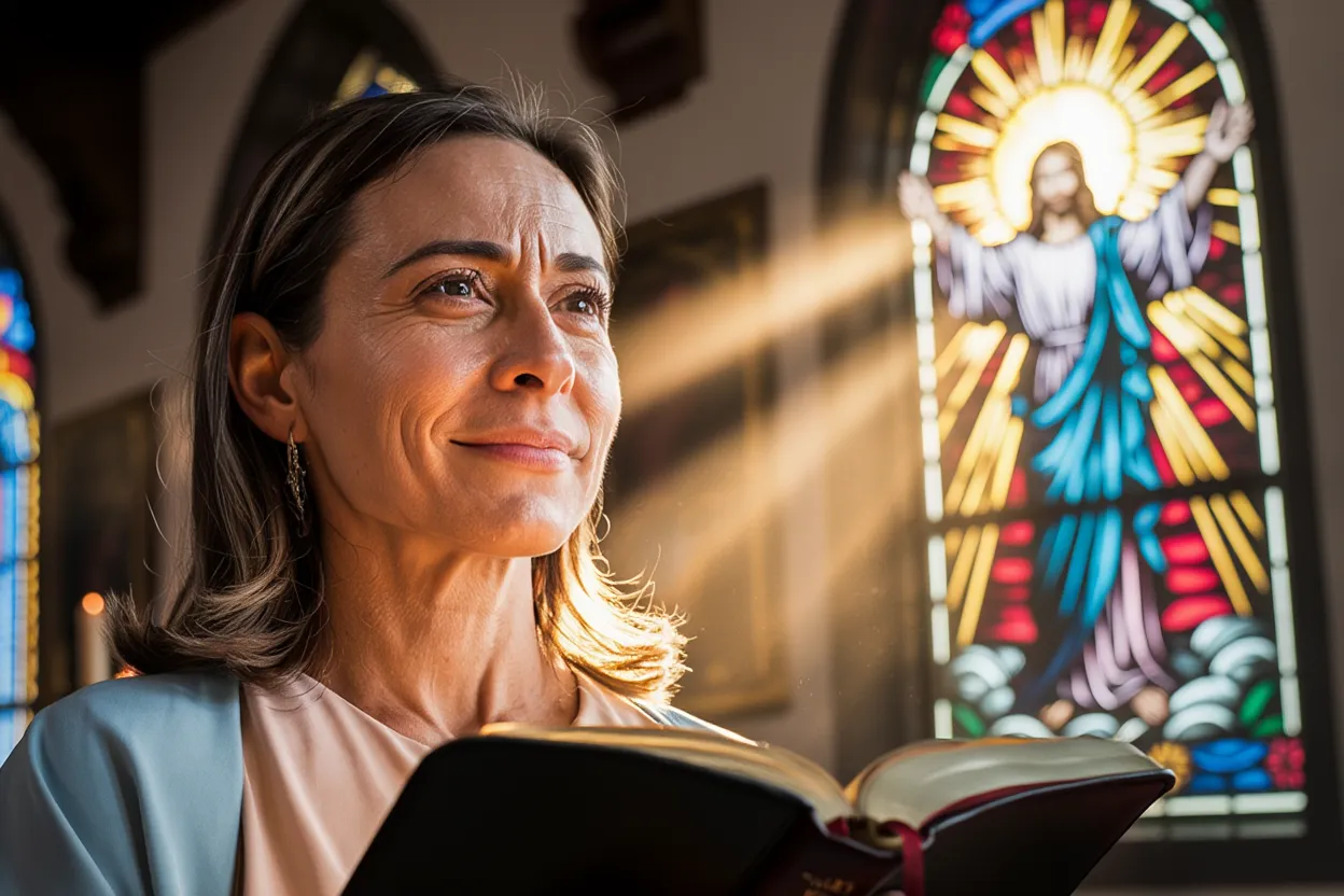 Open Bible, journal, and pen ready for prayer